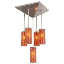 Woodbridge Lighting Pyramid 5-Light Glass Pendant in Satin Nickel/Amber
