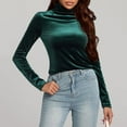 thumbnail image 6 of Aboser Women's Turtleneck Velvet Shirts Slim Fit Y2k Tops Soft Long Sleeve Basic Shirt Solid Color Casual T-Shirts Cozy High Neck Plain Blouses, 6 of 7
