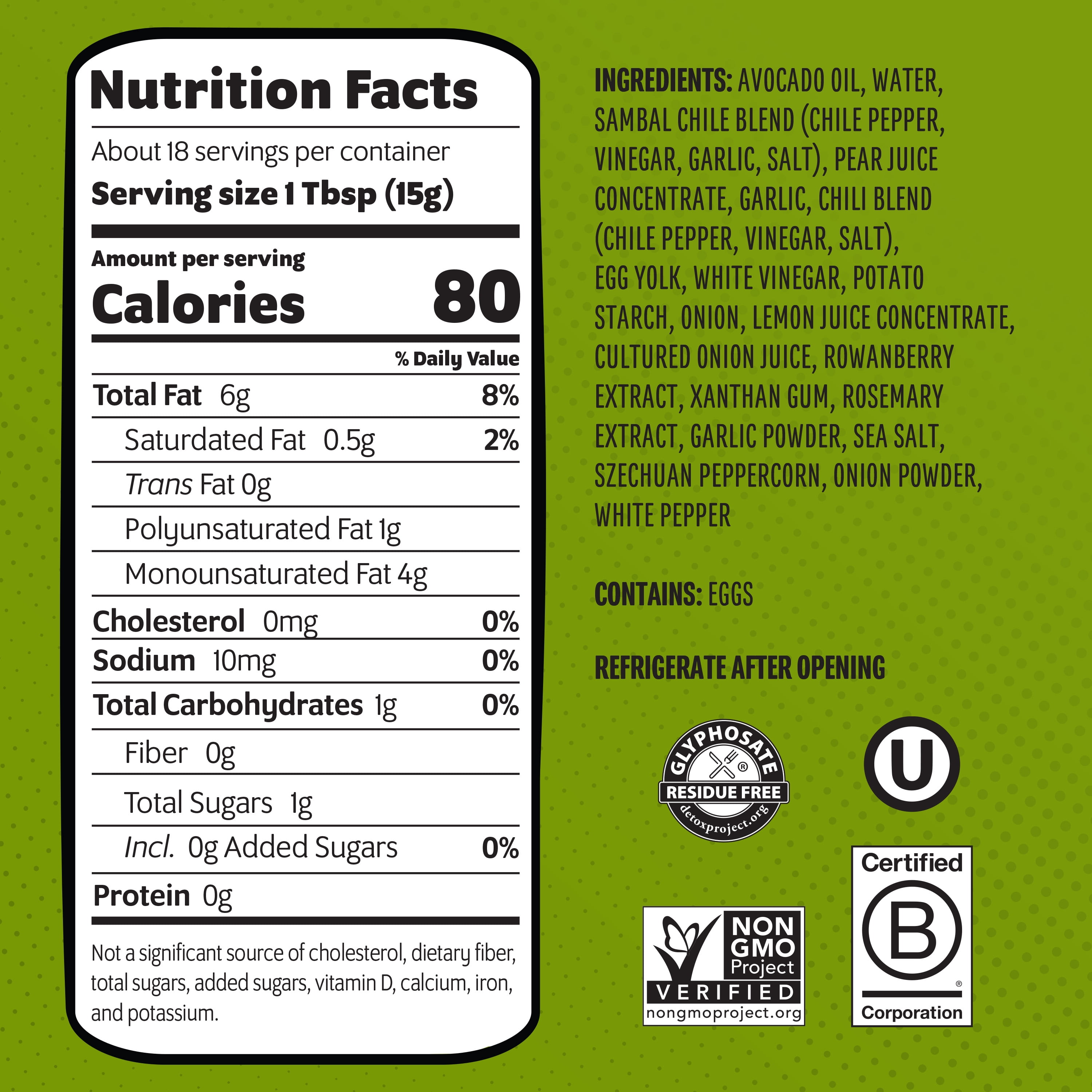 Chosen Foods Creamy Chili Sauce Made with 100% pure avocado Oil 9 fl oz