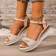 thumbnail image 6 of ShiShine Womens Bow Accent Espadrille Wedge Sandals Comfortable Adjustable Ankle Strap Casual Sandals, 6 of 9