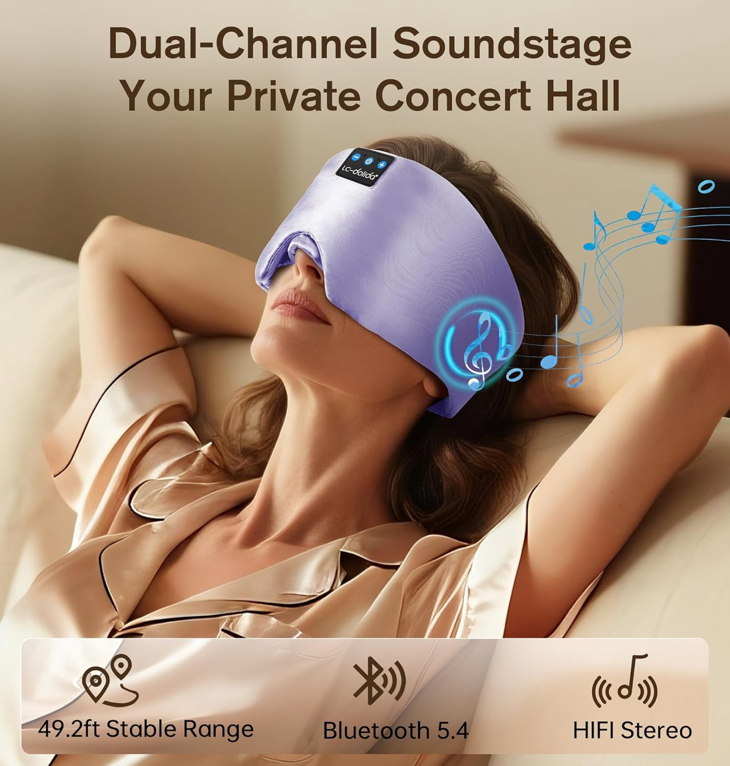 MUSICOZY 3D Sleep Mask with Bluetooth Headphones, Ice Silk Sleep Headphones with Bluetooth 5.4, Total Blackout Eye Mask for Sleeping, Sleep Soft Mask for Women Men, All Night Sleep, Travel Gift