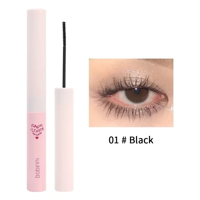 Máscara de pestañas mate de fibra de seda, maquillaje, cepillo ultrafino, alarga las pestañas, resistente al agua, de secado rápido, marrón, negro, rizador, cosmético (Black1