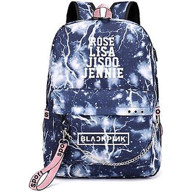 Blackpink Park Caiying Lisa misma mochila estudiante mochila versión coreana bolsa de carga Usb personalización