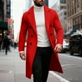 thumbnail image 2 of CharmCyan Mens Trench Coat Notch Lapel Double Breasted Peacoat Wool Blend Casual Long Overcoat Red 3XL, 2 of 2