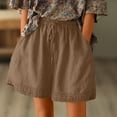 thumbnail image 2 of DDAPJ pyju Womens Flared Shorts Plus Size Cotton Linen Shorts Elastic Waist Drawstring Casual Beach Shorts Summer Flowy Wide Leg Shorts with Pockets Khaki XL, 2 of 8