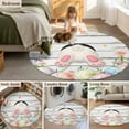 thumbnail image 5 of Round Rug 5Ft Washable Non-Slip, Easter Circle Area Rugs for Living Room Bedroom, Spring Bunny Feet Eggs Floral Herb Wooden Plank Indoor Floor Mats Carpet Runner for Home Decor Aesthetic, 5 of 8