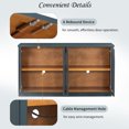 thumbnail image 5 of GZXS Storage Sideboard with 4 Arched Glass Doors & Adjustable Shelves, Handleless Design Floor Buffet Cabinet for Home Organization, 57.7"L x 14.8"W x 31.9"H, Navy, 5 of 9