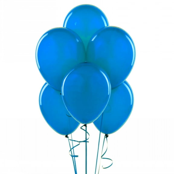 144 Latex Balloons 12" with Clips and Curling Ribbon - Blue