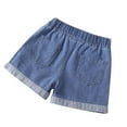 thumbnail image 4 of ATOGUTA Jean Shorts Girls Embroidery Roll Up Hem Denim Shorts High Waist Wide Leg Jean Shorts Navy, Size 2T-12, 4 of 4