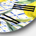 thumbnail image 3 of Designart 'Lemon Ornament On Blue Geometrical Pattern Iii' Tropical Wall Clock, 3 of 5