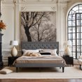 thumbnail image 4 of Amolife King Bed Frame with Adjustable Headboard, Fabric Upholstered Platform Bed, No Box Spring Required, Dark Gray, 4 of 8
