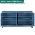 thumbnail image 3 of Atumon 4-Door Buffet Cabinet, Large Accent Cabinet, Wood Storage Cabinet with Adjustable Shelves, Heavy Duty Storage Cabinet Furniture for Kitchen Dining Room Living Room, 60"L x 15.7"W x 32"H, Blue, 3 of 10