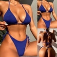 thumbnail image 2 of Bikini para mujer Conjunto sólido Traje de baño Dos piezas Sujetador con relleno Traje de baño Ropa de playa OAVQHLG3B Store  lin121212, 2 of 4