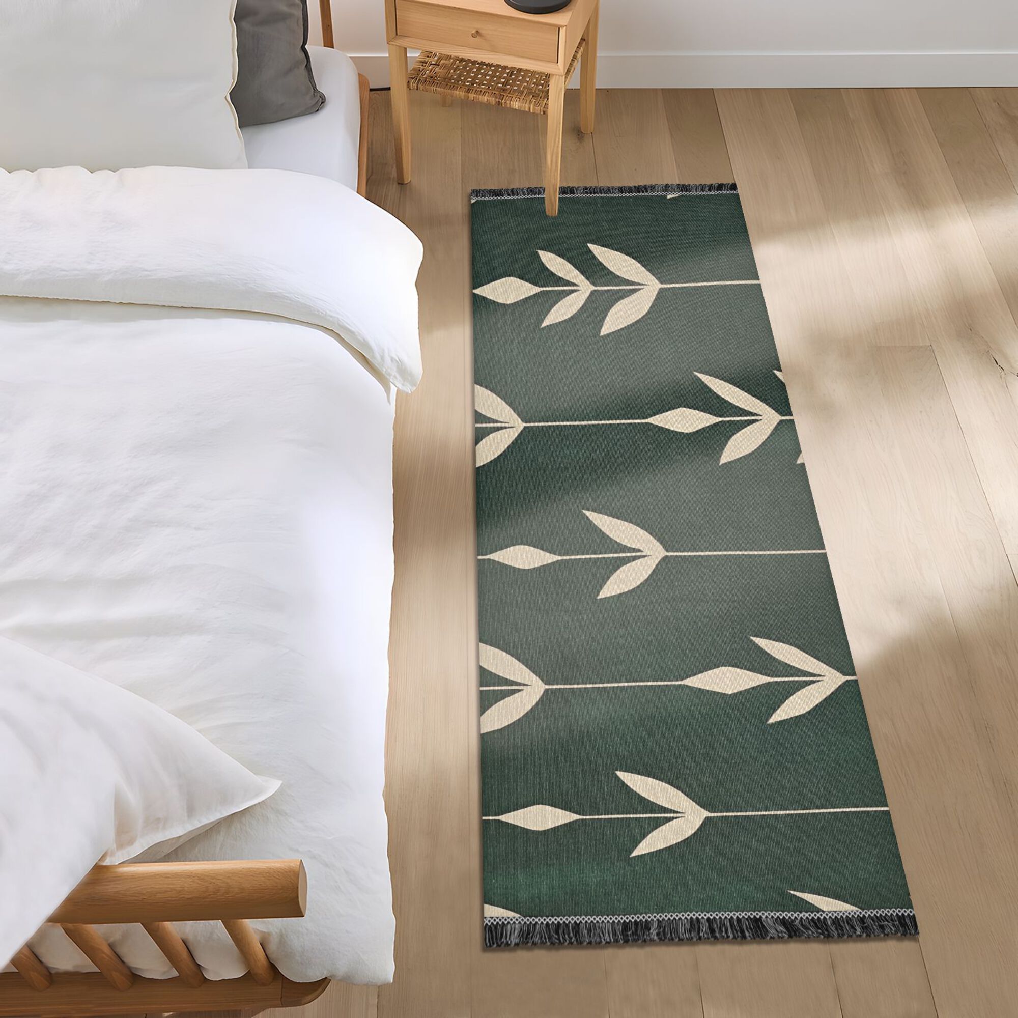 Yayeee Runner Rug for Bedroom 2'x6' Machine Washable Hallway Non Slip Mat, Green Plants