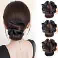 thumbnail image 2 of Low Bun Hair Extension Clip Voluminous Synthetic Hair Styling Updo-coffeelightbrown-, 2 of 9