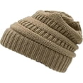 thumbnail image 2 of Gorro de invierno de punto para mujer con agujero para cola de caballo, 2 of 3
