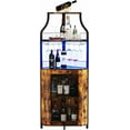 thumbnail image 1 of Armoire de Bar d'Angle avec Bande DEL et Porte-Verre, Armoire à Vin Industrielle avec Tablette Ajustable, Armoire à Liqueurs à 5 Niveaux pour la Maison, Brun Rustique, 1 of 6