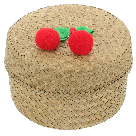 GOOHOCHY Handmade Woven Flower Basket Gift Box Mini Sundries Container Fruit Basket With Lid