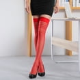thumbnail image 2 of DHFJKG Womens Sheer Tights Stripped Thigh High Socks Over Knee Strechy Casual Party Wear Soft Stockings, 2 of 6