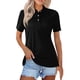 thumbnail image 1 of Fiudx Tops para Mujer Moda Mujer Casual Cómodo Sólido Manga Corta Cuello Vuelto Botón Blusa Camiseta Top, 1 of 4