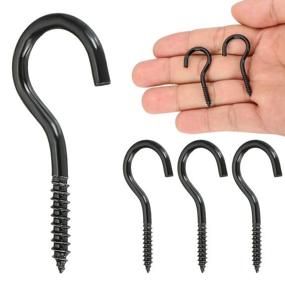 4 Pack Screw Eyes, M3x40mm 304 Stainless Steel Heavy Duty Eye Bolts Screw Black