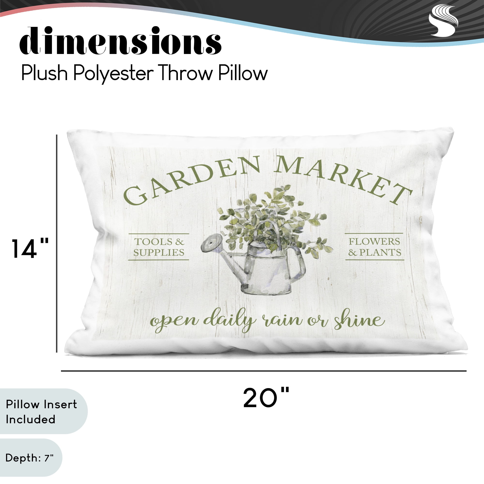 Stupell Industries Open Daily Garden Market Decorative Printed Throw Pillow, design by Sally Swatland, 14 x 7 x 20
