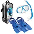 thumbnail image 1 of TUSA Sport Adulto Platina Máscara Snorkel y Aletas Set de Viaje Azul Claro Medio UP-0101CB-M, 1 of 5