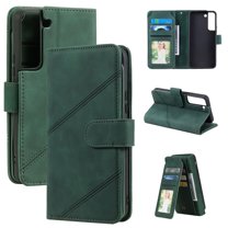 Feishell Wallet Case for Samsung Galaxy S22  5G 6.6 inch,Premium PU Leather Full Protection Cover with 9 Card Slots & Wrist Strap,Shockproof Magnetic Clasp Folio Flip Kickstand Phone Cover,Green