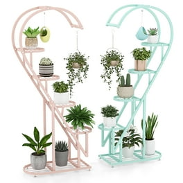 LIGUOYI Support De Plantes À 4/5/6 Étages Étagère À Fleurs En Métal Avec Barre De Suspension Intérieur Étagère À Plantes, Porte Plantes Avec Roulettes Charge 150kg Escalier Présentoire