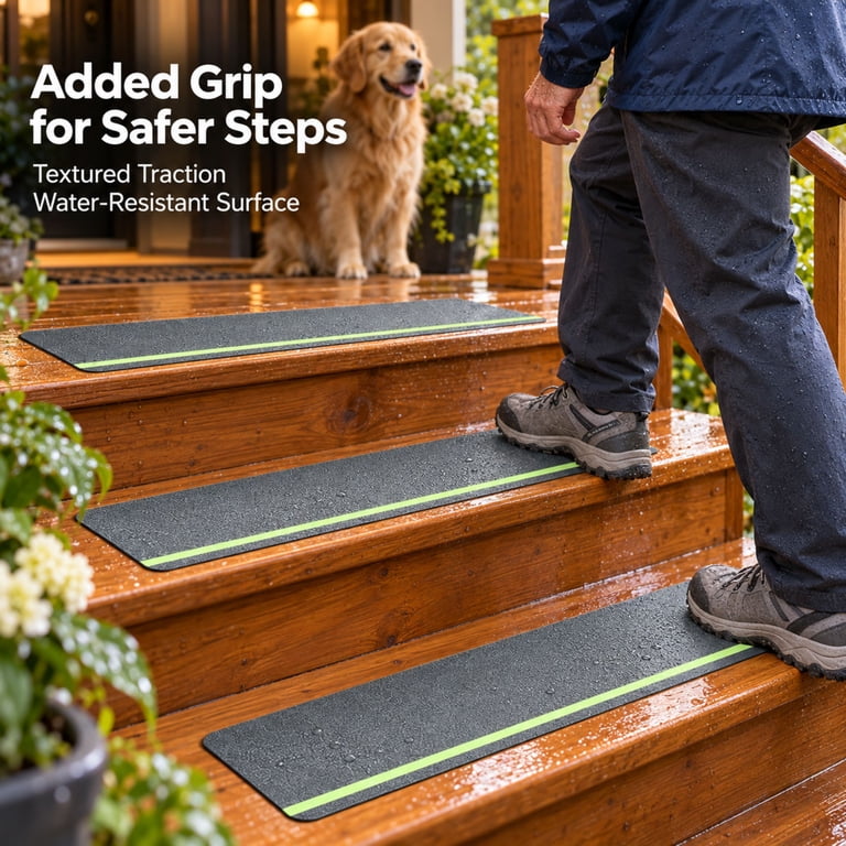 DecorX Glow Stair Treads, 12-Pack, Gray, With Roller photo 3