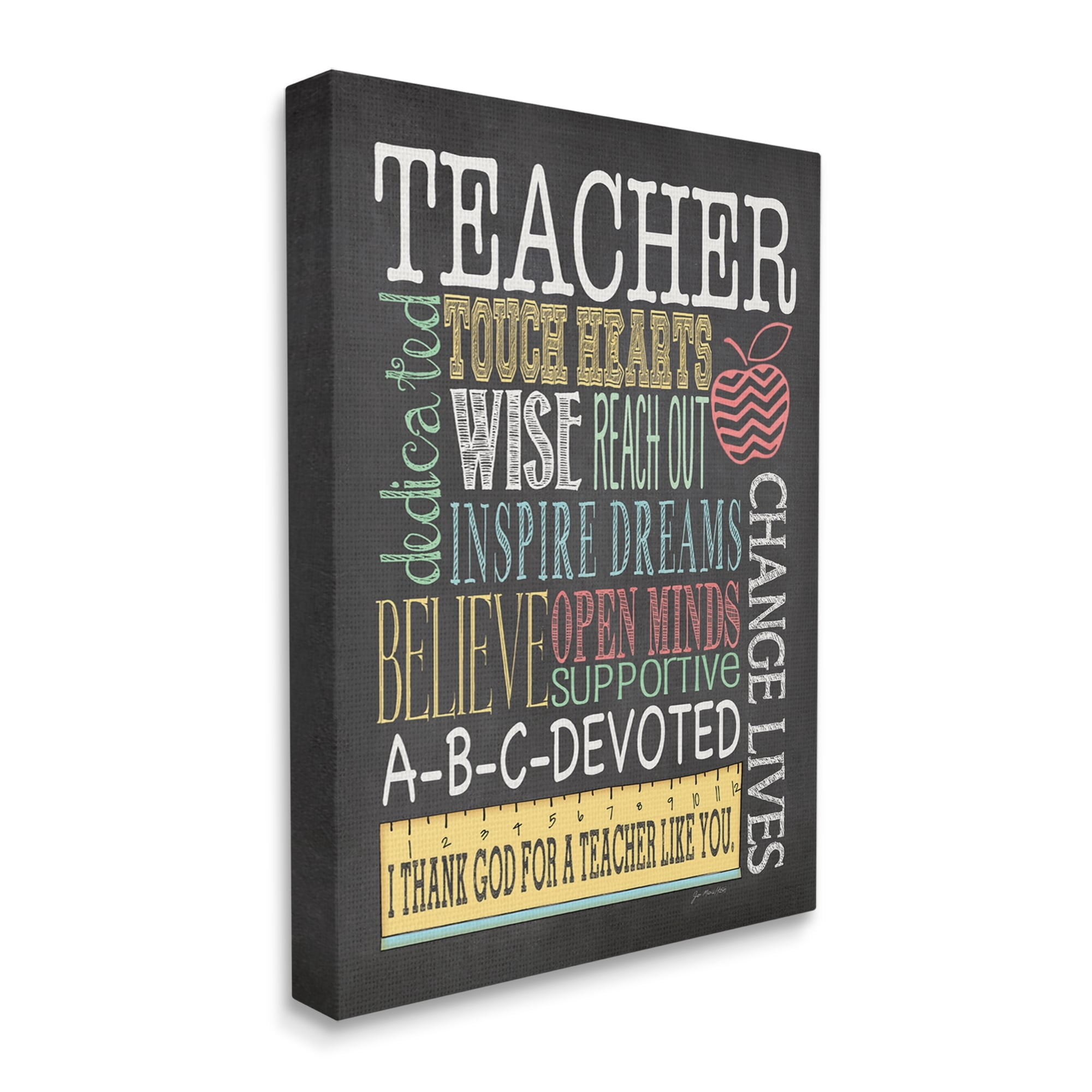 Stupell Teacher Appreciation Chalkboard Style Inspirational Painting Gallery Wrapped Canvas Print Wall Art