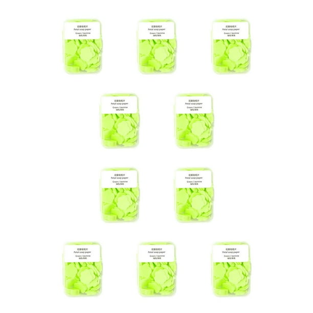 Cateissary Jabón de papel a mano Desechable Perfumado Viaje Limpieza Baño Desinfección Pétalo Rebanada Piel Hogar GreenJasmine verdejazmín 10piezas
