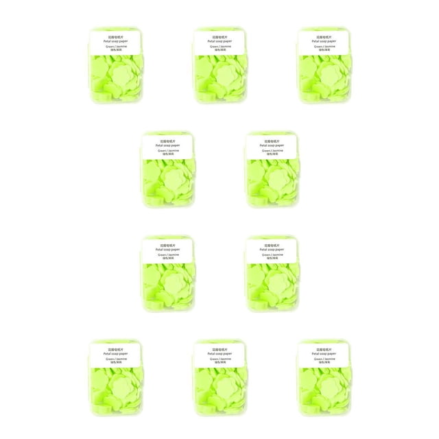Kearding Jabón Papel a mano Desechable Limpieza perfumada Baño al aire libre Pétalo Slice Suministros para la piel Baño GreenJasmine verdejazmín 10Conjunto