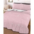 thumbnail image 3 of Quilts Twin-XL Size Bedding Set, Pink Christmas Snowflake Lightweight Quilted Comforter, Winter Snowflake Xmas Soft Reversible Bedspread Coverlet with Pillow Covers for All Season, 68" x 98", 3 of 7