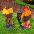 thumbnail image 3 of Decoración de resina para césped, 2 piezas de resina para macetas de jardín, gallo, gallina, adorno de pollo, innovación moderna, 3 of 11