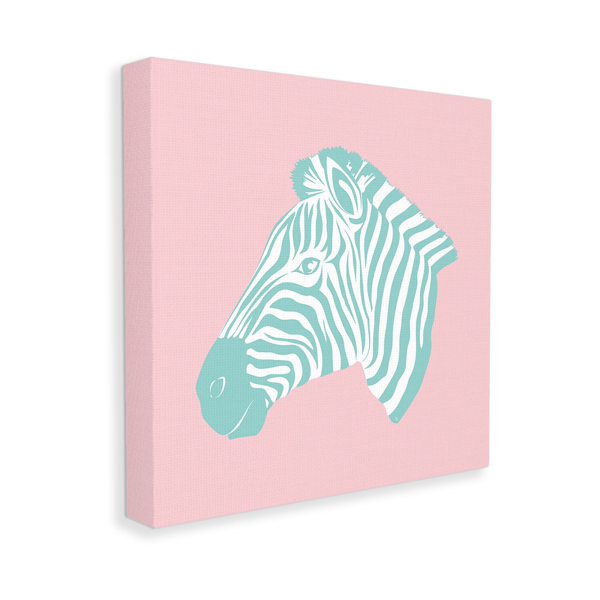 Stupell Industries Pink & Blue Zebra Animals & Insects Painting Gallery Wrapped Canvas Art Print Wall Art, 17 x 17