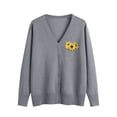 thumbnail image 2 of ClodeEU Womens Sweaters ,Floral Pattern Single Breasted Knit Cardigan Sweater, Fall Casual Lightweight Cardigans Gray,Womens Plus L, 2 of 5