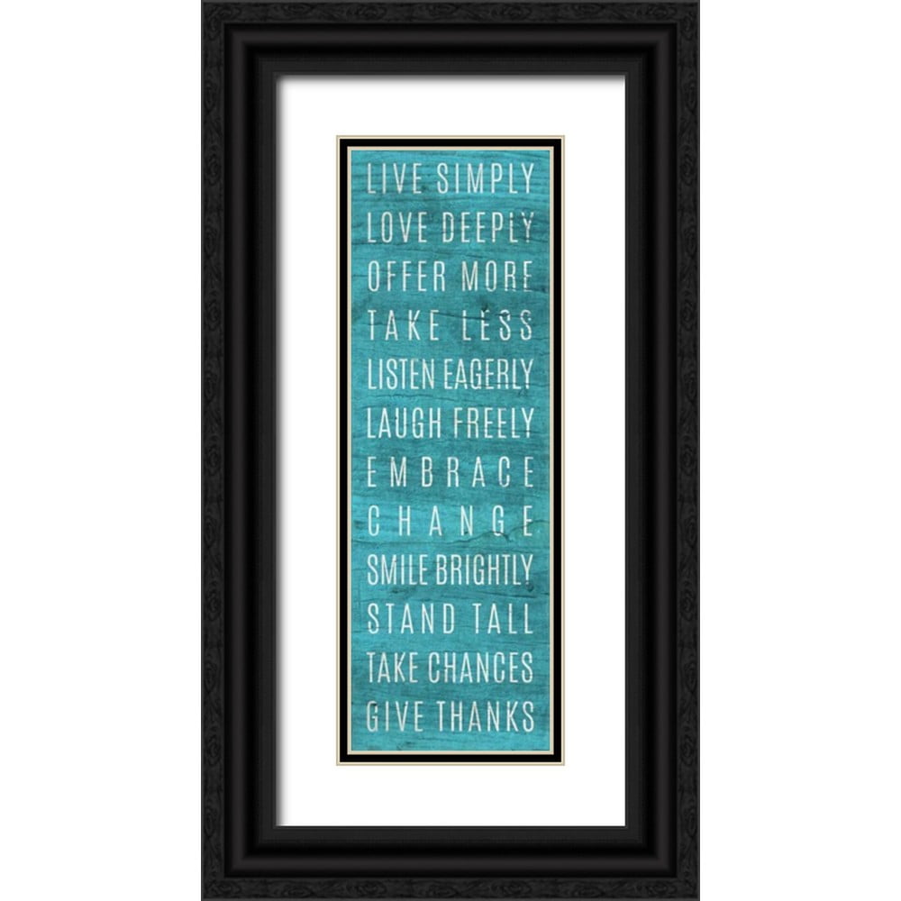 SD Graphics Studio 11x24 Black Ornate Wood Framed with Double Matting Museum Art Print Titled - Live Simply Teal