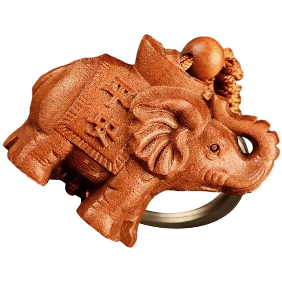 unbranded  Elephant Gifts Charm Keychain Wood Carving Decorative Novelty