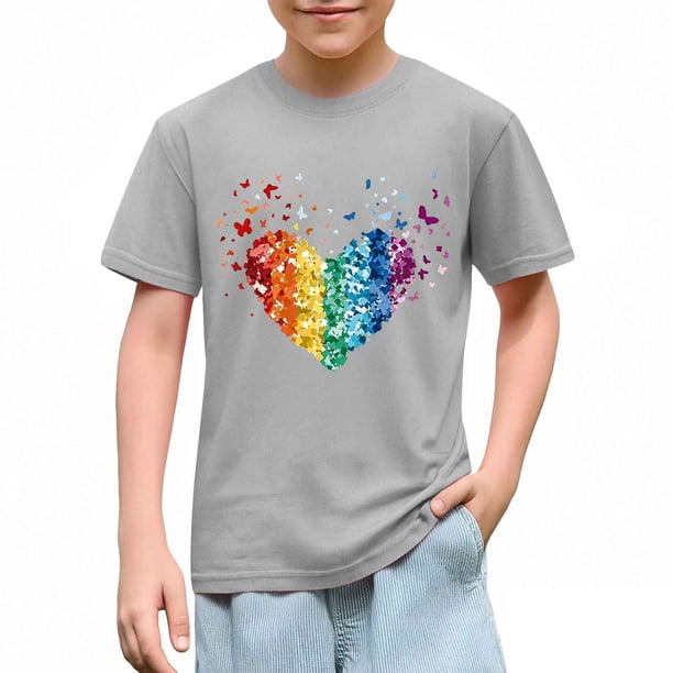 Blusas y camisas de manga corta con cuello redondo para niños pequeños, camisetas de moda con estampado de cuello redondo, blusa de manga corta para niña