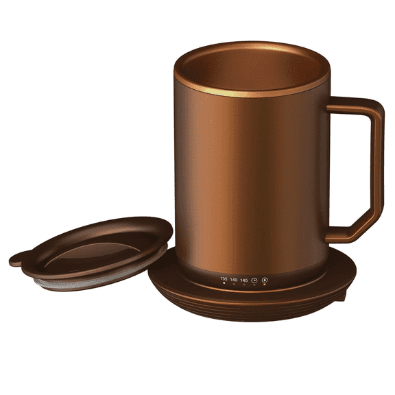 Open Box ionMug & Charging Coaster, 12oz. Stainless Steel Self Heating Coffee Mug with Lid, 3.5" x 3.5" x 5"