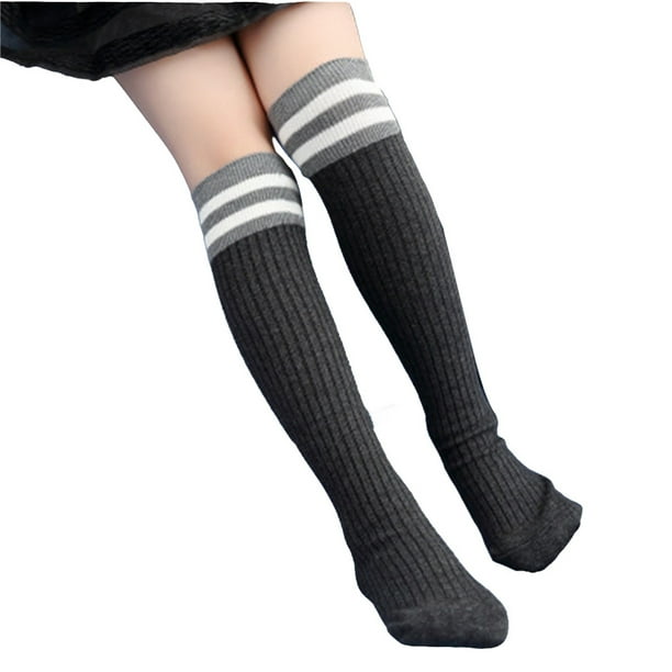 Qarigey Calcetines de tubo medio Transpirable Algodón puro Buena retención de calor Medias Diseño de rayas Absorbente de sudor para niños Medias tipo 29 Qarigey AP009517-29
