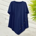thumbnail image 2 of Htigea Women's Plus Size Tunic Tops Short Sleeve Asymmetrical Hem T-Shirts Casual Crewneck Daily Tees Summer Solid Color Basic Shirts Blue XXXL, 2 of 8