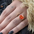 thumbnail image 2 of Square Shape Orange Sapphire Solitaire Ring Rose Gold Plated Antique Ring Bezel Set Birthstone Jewelry Stacking Engagement Ring Gift For Mom, 2 of 2