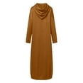 thumbnail image 5 of IWRICH Women's Maxi Long Hoodie Dress Pullover Sweatshirt Spring Fall Autumn Winter Loose Sweatshirts Dress Khaki L, 5 of 5