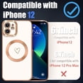 thumbnail image 5 of Compatible with iPhone 12 Case Magsafe, Cute Heart Pattern Luxury Plating Full Camera Lens Protection Magnetic Case for iPhone 12 for Women Girl-White, 5 of 12