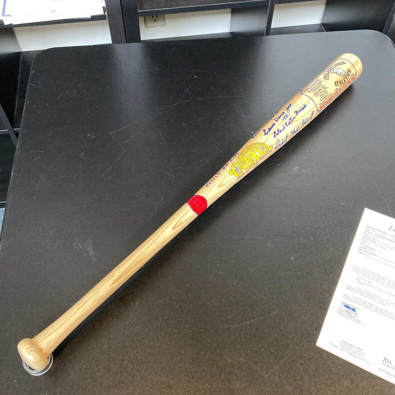Rare Philadelphia Athletics Legends Full Name Signed Inscribed Bat With JSA COA