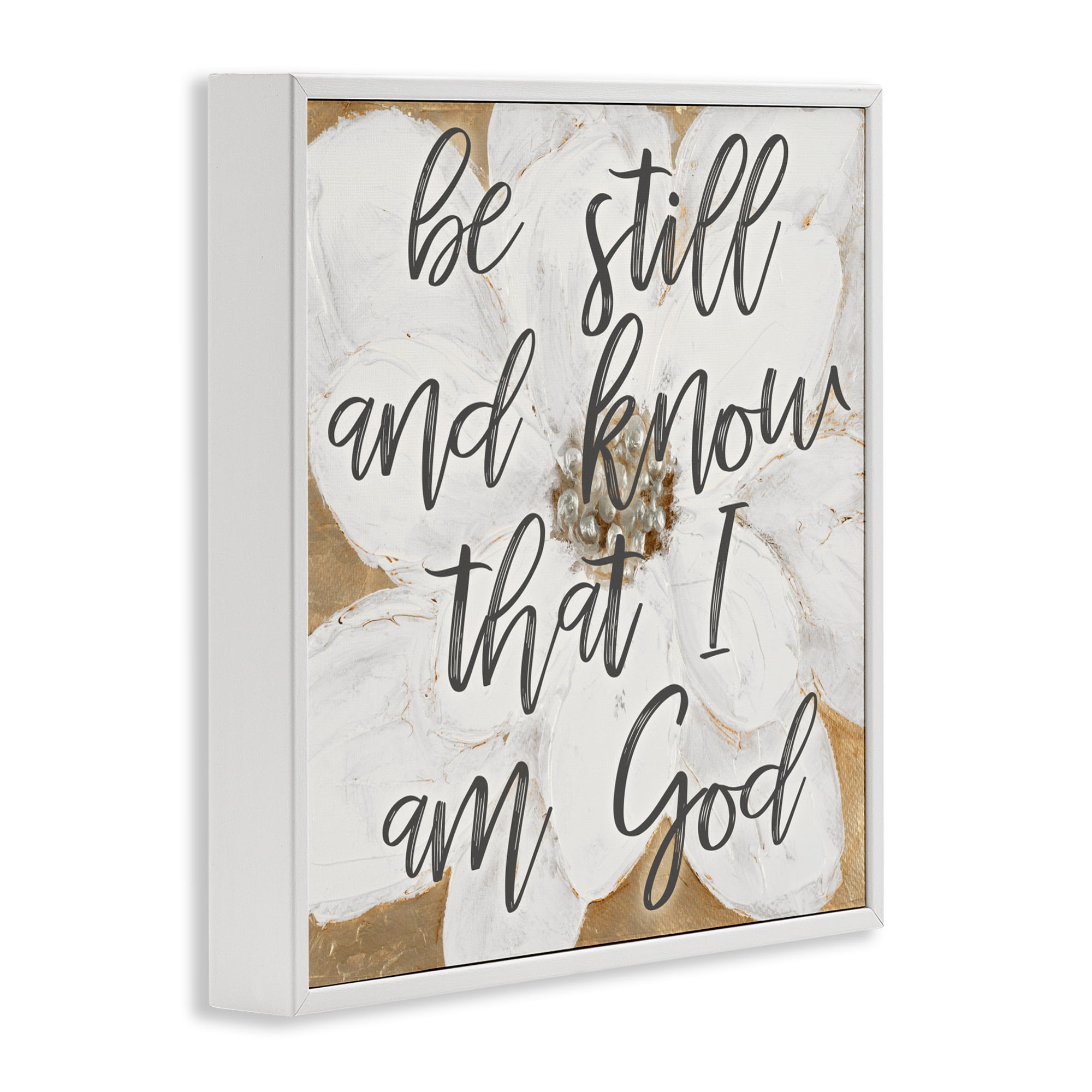 Stupell Industries Be Still Script with Flower White Framed Giclee Art, design by Lanie Loreth