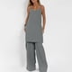 thumbnail image 2 of Conjunto de Pantalones Cortos de Verano con Cuello en V, Blusa sin Mangas Y Pantalones de Bolsillo Sueltos, Traje Casual de 2 Piezas para Mujeres, Conjunto de Mezcla de Algodón de Lavado a Mano, 2 of 9