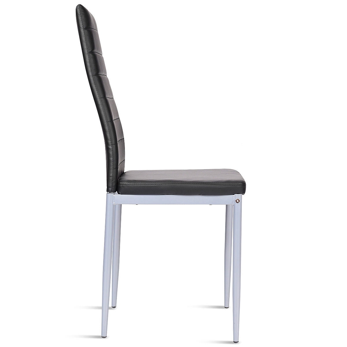Costway Set of 4 PU Leather Dining Side Chairs Elegant Design Home Furniture Black Contemporary